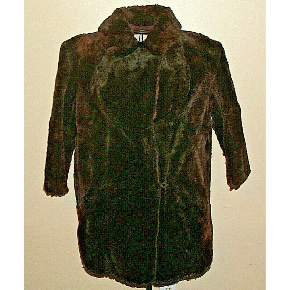 Vintage Fur Coat by L R Fox Drk Brown Hook Closures Real Fur Knee Length Size M